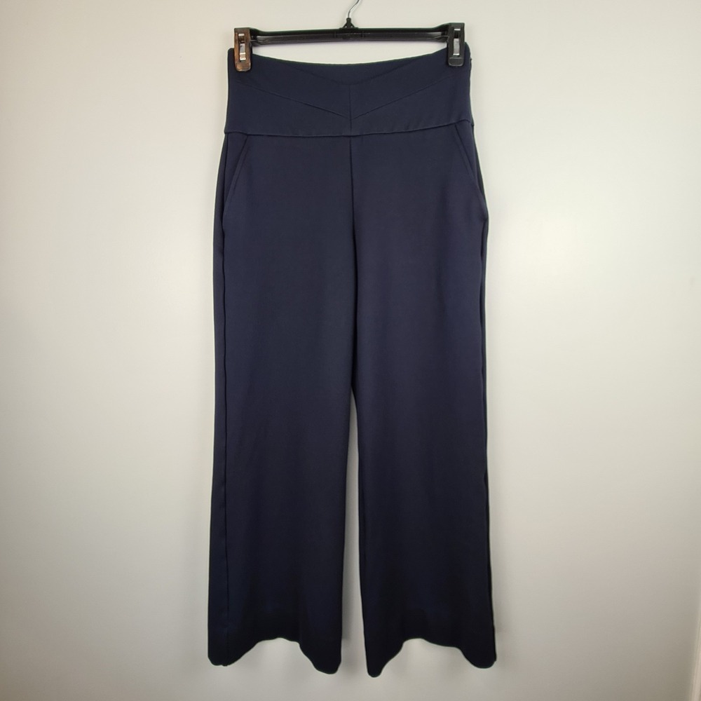 Cabi‎ Pants Women's Coco Wide Leg Trouser 6 High Rise Navy Blue Side Zip Career
